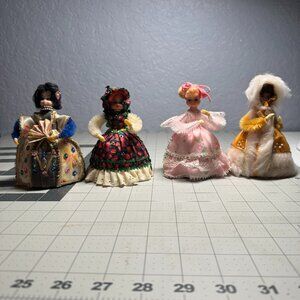 Set of 4 Vintage 1970s Walco Li’l Missy Beaded Sequin Dolls